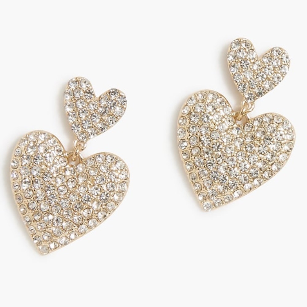 NWT - J Crew Pavé heart statement earrings / heart earrings / valentine